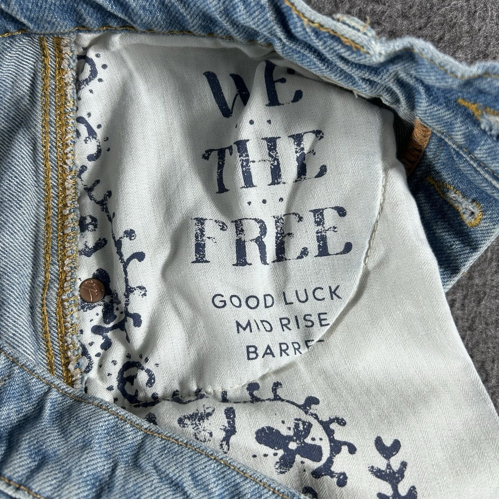 We The Free Good Luck Mid-Rise Barrel Jeans Size 28 Boho Hippie Button Fly - Picture 8 of 10